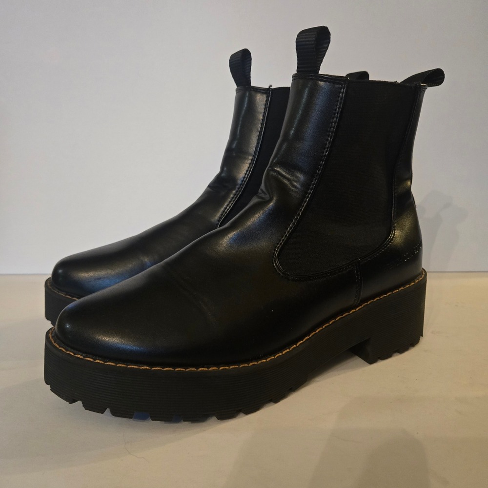 French Connection Women's Black Platform Chelsea Boots Size 9 / EU 40